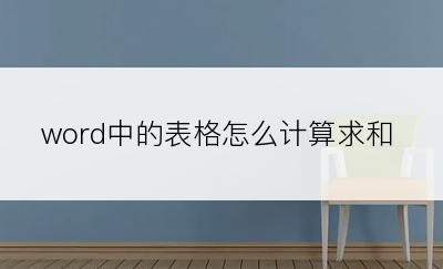 word中的表格怎么计算求和