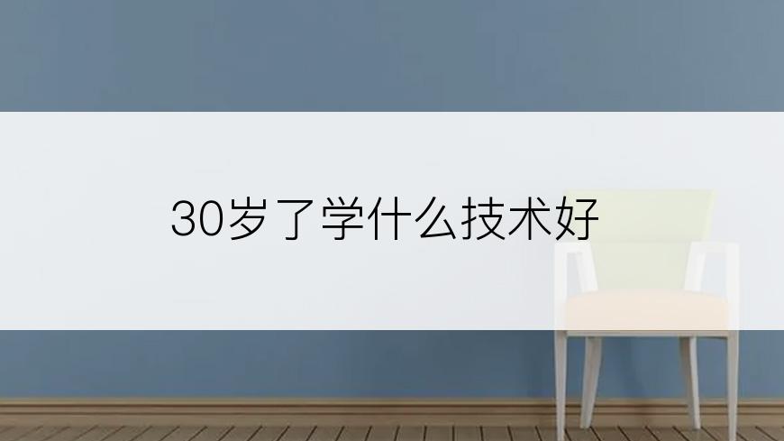 30岁了学什么技术好