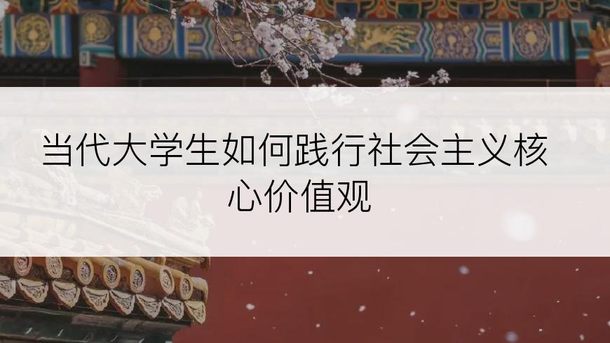 当代大学生如何践行社会主义核心价值观