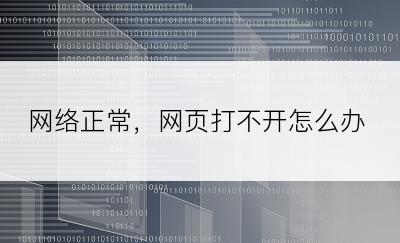 网络正常，网页打不开怎么办