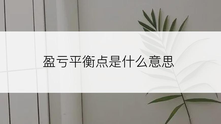 盈亏平衡点是什么意思