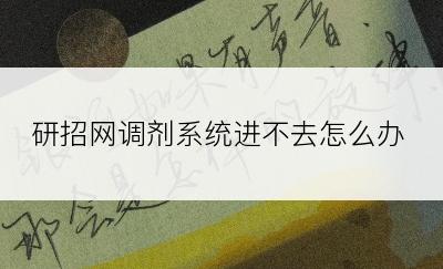 研招网调剂系统进不去怎么办