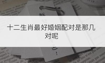 十二生肖最好婚姻配对是那几对呢