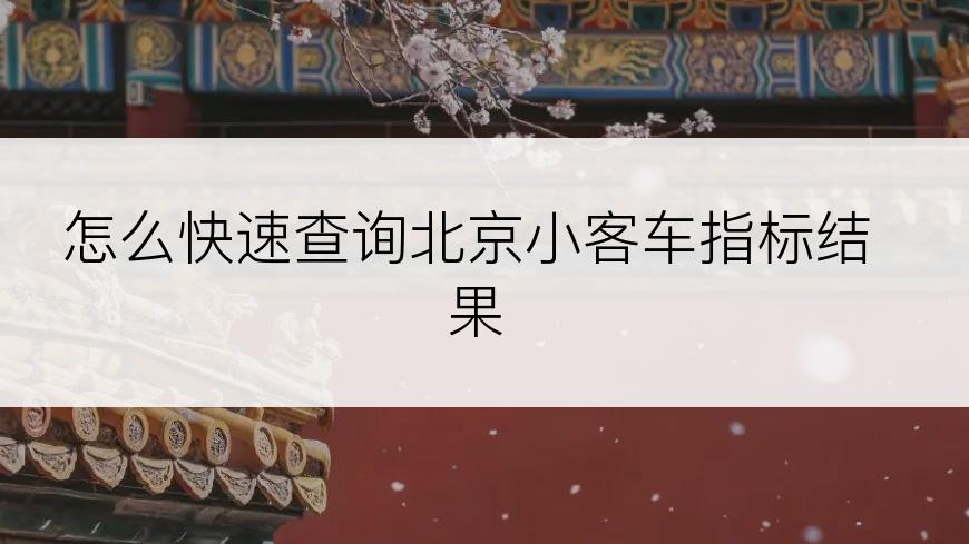 怎么快速查询北京小客车指标结果