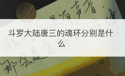 斗罗大陆唐三的魂环分别是什么