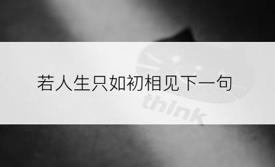若人生只如初相见下一句