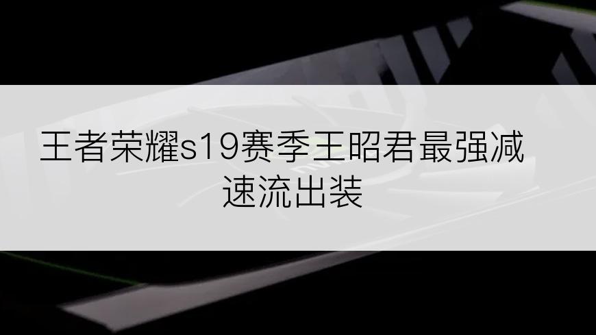 王者荣耀s19赛季王昭君最强减速流出装