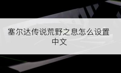 塞尔达传说荒野之息怎么设置中文