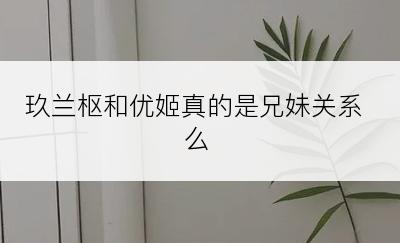 玖兰枢和优姬真的是兄妹关系么
