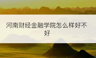 河南财经金融学院怎么样好不好
