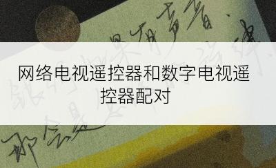 网络电视遥控器和数字电视遥控器配对