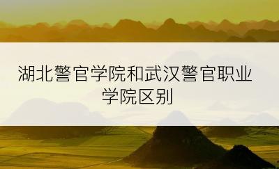 湖北警官学院和武汉警官职业学院区别