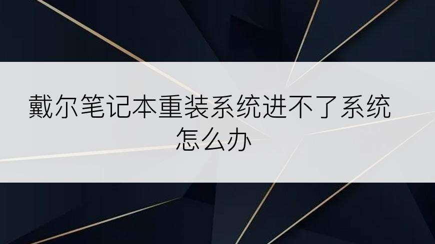 戴尔笔记本重装系统进不了系统怎么办