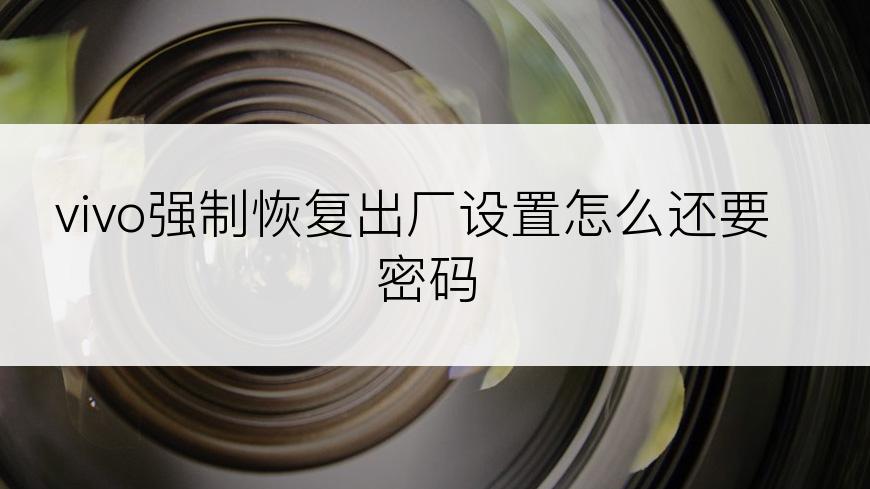 vivo强制恢复出厂设置怎么还要密码
