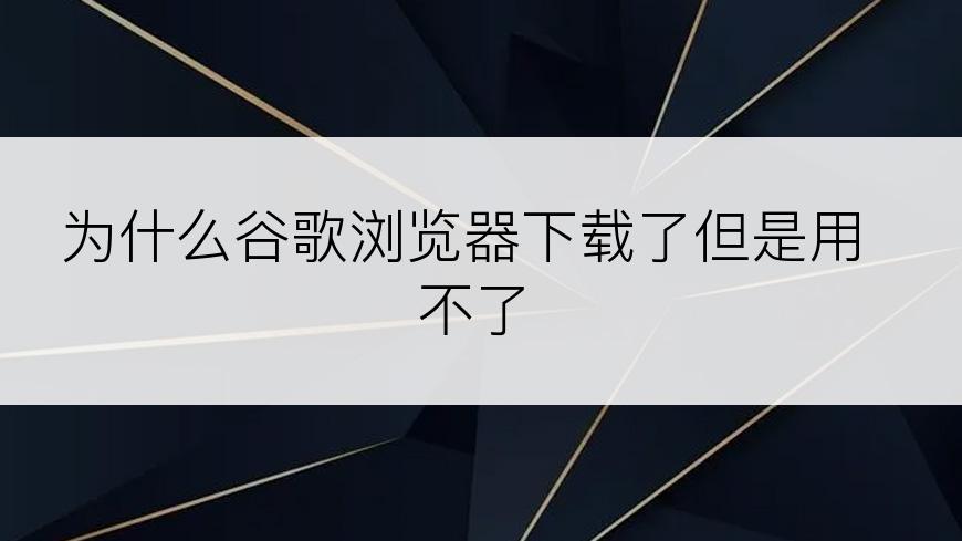 为什么谷歌浏览器下载了但是用不了