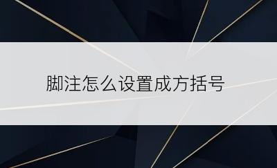 脚注怎么设置成方括号