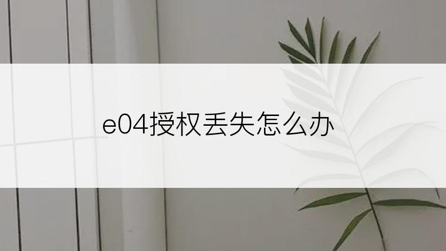 e04授权丢失怎么办
