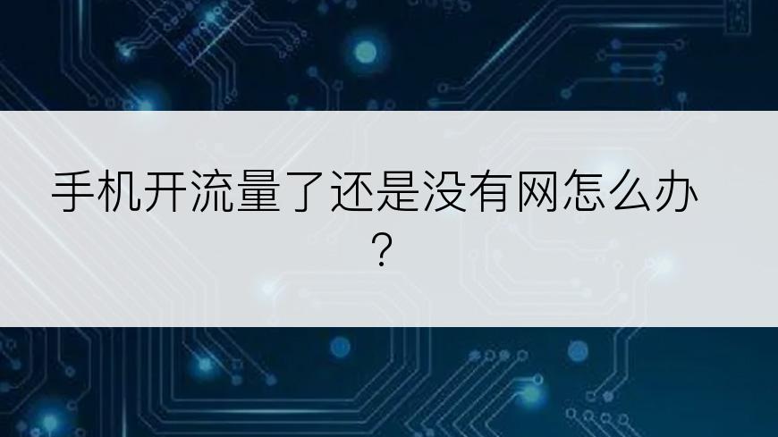 手机开流量了还是没有网怎么办?