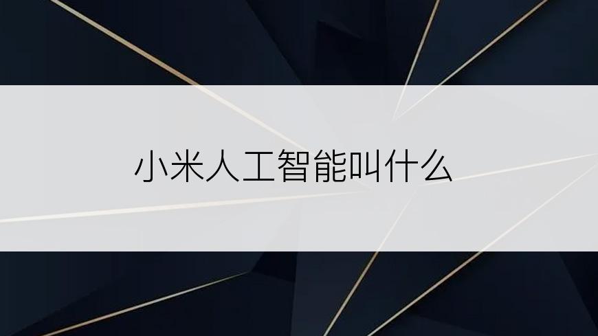 小米人工智能叫什么