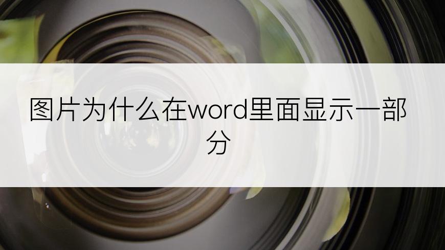 图片为什么在word里面显示一部分
