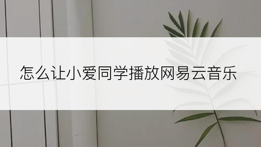 怎么让小爱同学播放网易云音乐