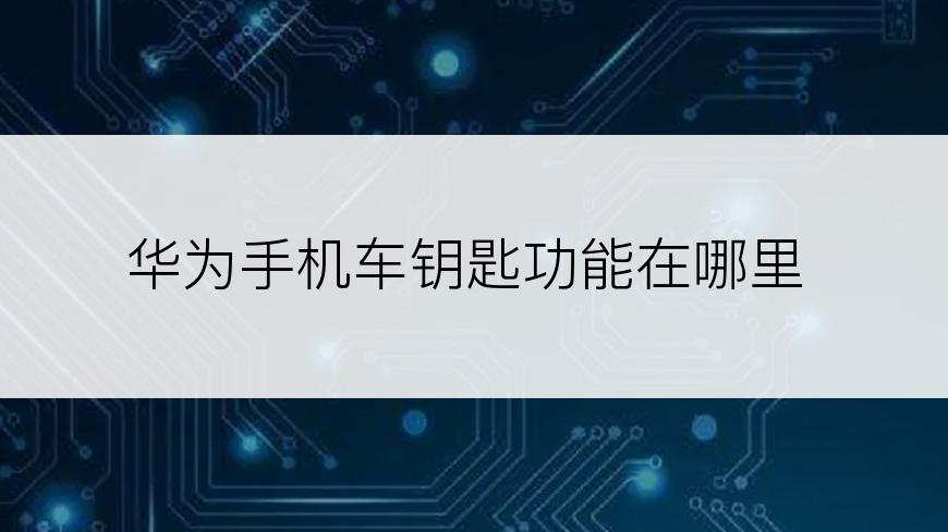华为手机车钥匙功能在哪里