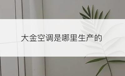 大金空调是哪里生产的