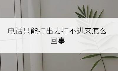 电话只能打出去打不进来怎么回事