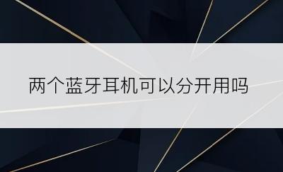 两个蓝牙耳机可以分开用吗