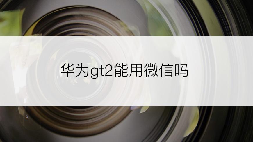 华为gt2能用微信吗