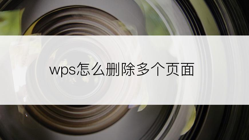 wps怎么删除多个页面