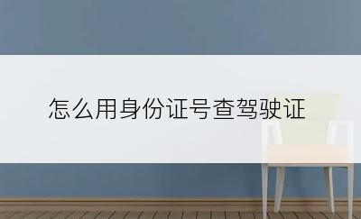 怎么用身份证号查驾驶证