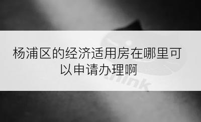 杨浦区的经济适用房在哪里可以申请办理啊