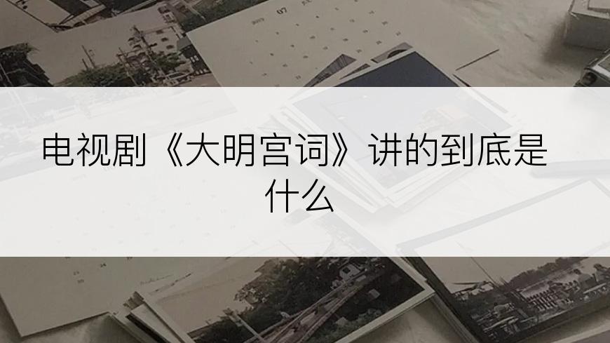 电视剧《大明宫词》讲的到底是什么