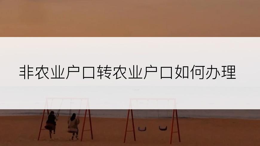 非农业户口转农业户口如何办理