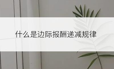 什么是边际报酬递减规律