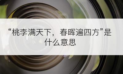 “桃李满天下，春晖遍四方”是什么意思