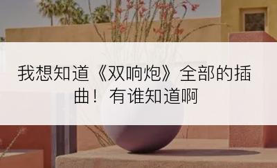 我想知道《双响炮》全部的插曲！有谁知道啊