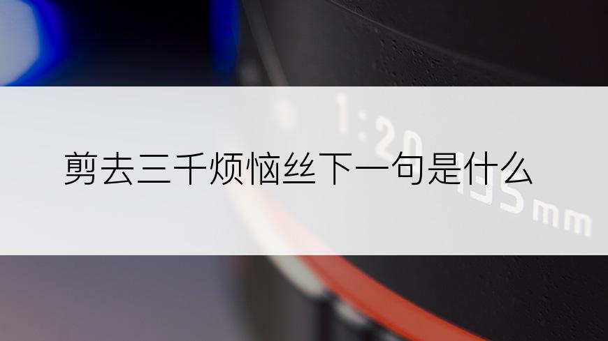 剪去三千烦恼丝下一句是什么