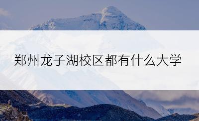 郑州龙子湖校区都有什么大学