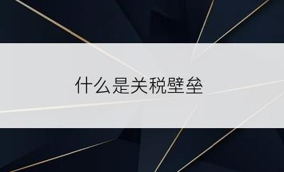 什么是关税壁垒