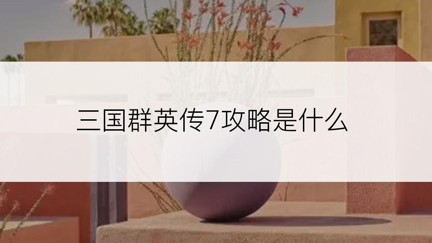 三国群英传7攻略是什么