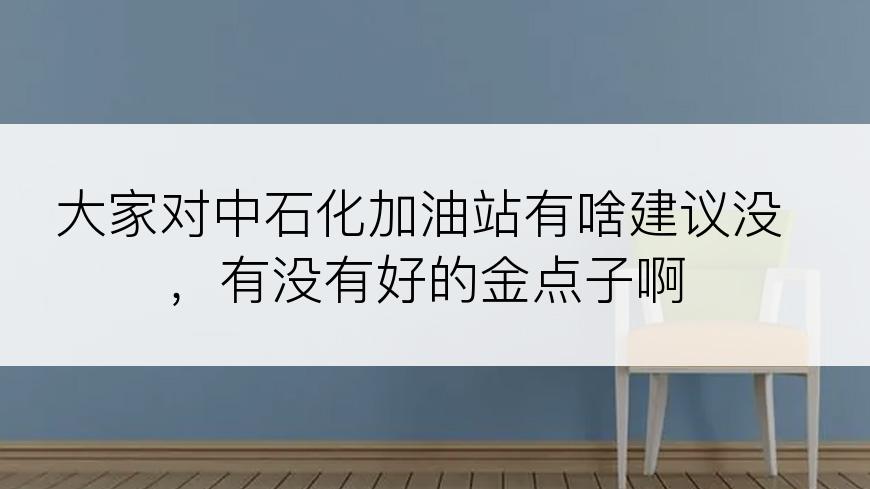 大家对中石化加油站有啥建议没，有没有好的金点子啊