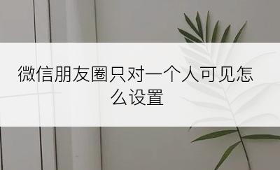 微信朋友圈只对一个人可见怎么设置