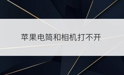 苹果电筒和相机打不开