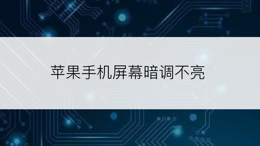 苹果手机屏幕暗调不亮