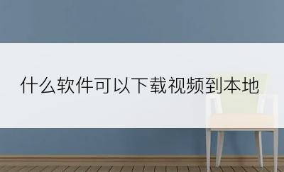 什么软件可以下载视频到本地