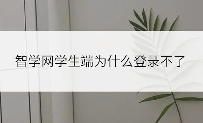 智学网学生端为什么登录不了