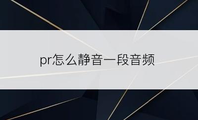pr怎么静音一段音频