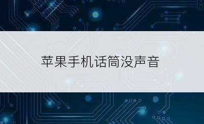 苹果手机话筒没声音